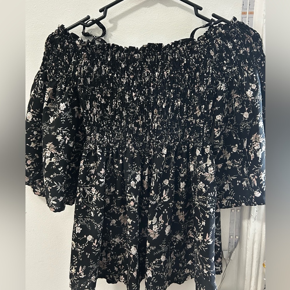 Floral Off-Shoulder Smocked Top